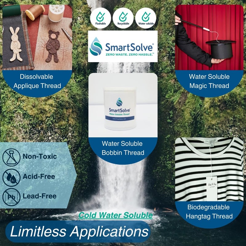 SmartSolve Water-Soluble Thread | Dissolves Quickly in Warm Water | Biodegradable | Eco-Friendly | Quilting, Sewing, Crafts, Balloon String, Hanging Tags | 0.1mm x 200m Spool | White - Image 5